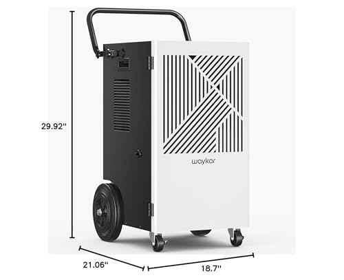Image of Waykar 155 Pints Commercial Dehumidifier with Pump, Drain Hose and Washable Filter Space up to 8000 Sq. Ft, for Basements, Industrial or Commercial Spaces - 5 Year Quality Coverage