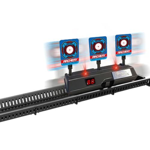 Fully Automatic Track-Moving Targets Automatic Scoring with Lights and Sound Suitable for Soft Bullets Foam Dart Water Gel Blaster Shooting Games Indoor and Outdoor Enhanced Three-Target Version
