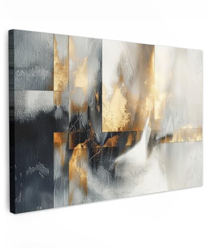 MuchoWow© Cuadros Salon Modernos 120x80 cm Adornos Pared Decorativos Dormitorio Lienzo Pinturas Quadro Decoración Arte - Oro - Plata - Abstracto