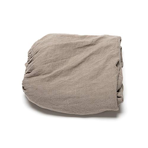 LinenMe Natural Washed Bed Linen Fitted Sheet Deep Pocket, DOUBLE (140 x 200 x 30 cm)