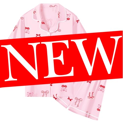Image of Umeyda Women & Girls Pajamas Set, Soft Satin Lightweight Silk Button-Down Top with Shorts 2 Piece PJS for Mom Boys Kids Gifts