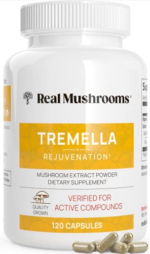 Real Mushrooms Tremella Mushroom Extract 120 ct Blend for Daily Wellness Routine - Vegan, Non-GMO, Organic Supplements Humans Support Supplement