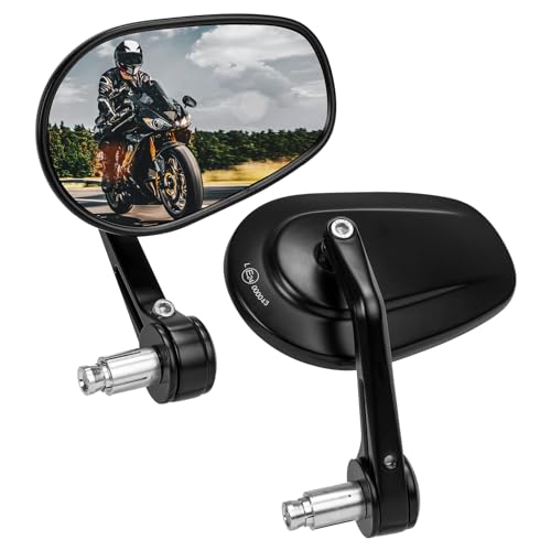 KEMIMOTO 2 piezas Espejo Manillar Homologados, Retrovisores Moto Universal 7/8 '22 mm, Espejo Plegable Giratorio de 360 ° Compatible con Scooter ATV