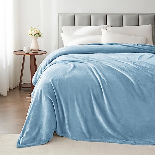 Image of BEDELITE Fleece Blanket King Size Blankets for Bed, Luxury Plush Cozy Fuzzy Blanket 108x90 inches, Super Soft Warm Lightweight Throw Blanket All Seasons Suitable, Washed Blue