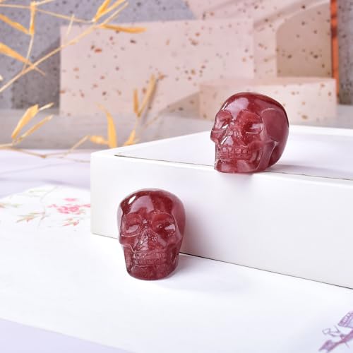 Estatua Decorativa Calavera Cuarzo Fresa 2 pulgadas miniatura 4