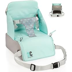 Trona De Tela Portatil CALACOD - Trona portatil bebe de diseño - 2 en 1: Trona de viaje + bolsa gran capacidad - Alzador/Elevador silla para mesa de comer - Trona plegable ligera: 6m/3 años(15kg) - Color UNISEX