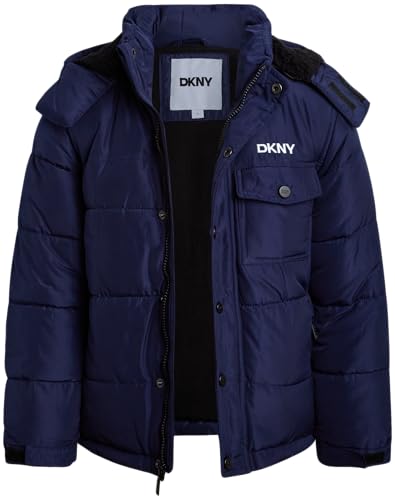 DKNY Boys Puffer Jacket - Heavyweight Sherpa Lined Quilted Parka Winter Coat - Water Resistant Insulated Kids Winter Jacket