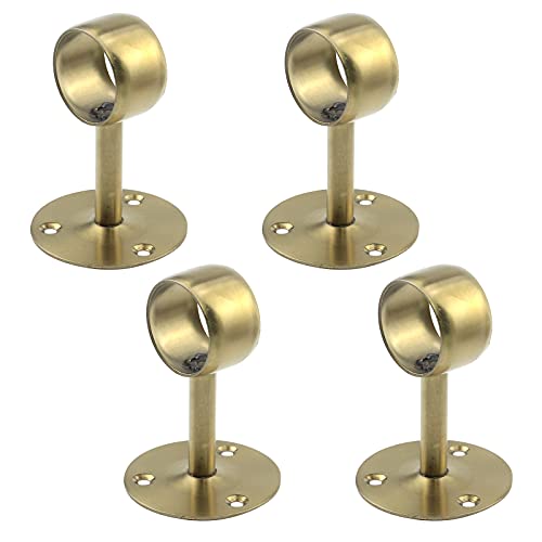 Antrader 4 Stück Edelstahl 3,8 cm Durchmesser Schrankstange Stangenhalter Regal Rohrhalter Sockel, Gold Cover