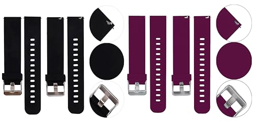 Image of ACM Pack of 2 Watch Strap Silicone Belt 22mm compatible with Beatxp Unbound Neo Smartwatch Casual Classic Band (Black /Purple)