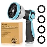 AUTOMAN Garden Hose Nozzle Sprayer - 10 Spray Patterns, High Pressure, Thumb Control On Off Valve, Metal Duty Water Nozzle, Extra 3 Washers, for Watering Garden, Cleaning, Washing Car, Showering Pets