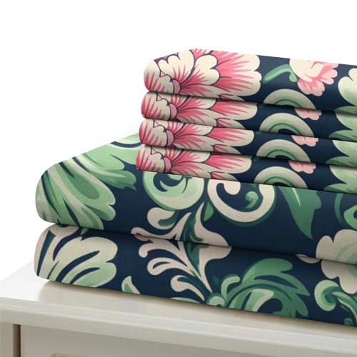 Housse de couette fleurs parure de lit microfibre anti-plis fermeture éclair