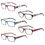 Kerecsen 5 Pack Lesebrille Damen Gute Brillen Hochwertig Mode Federscharniere Komfortabel Lesehilfe fur Frauen (5 Farbe Mischen, 2.0)