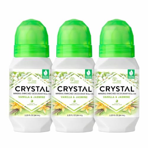 Crystal Mineral Deodorant Roll-On, 6.75 oz., 3 Pack, Vanilla & Jasmine