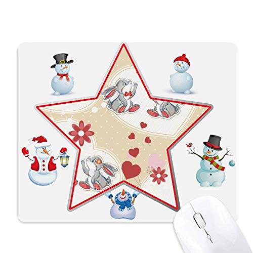 Le bonhomme de neige étoile tapis de souris lapin gris de saint-valentin