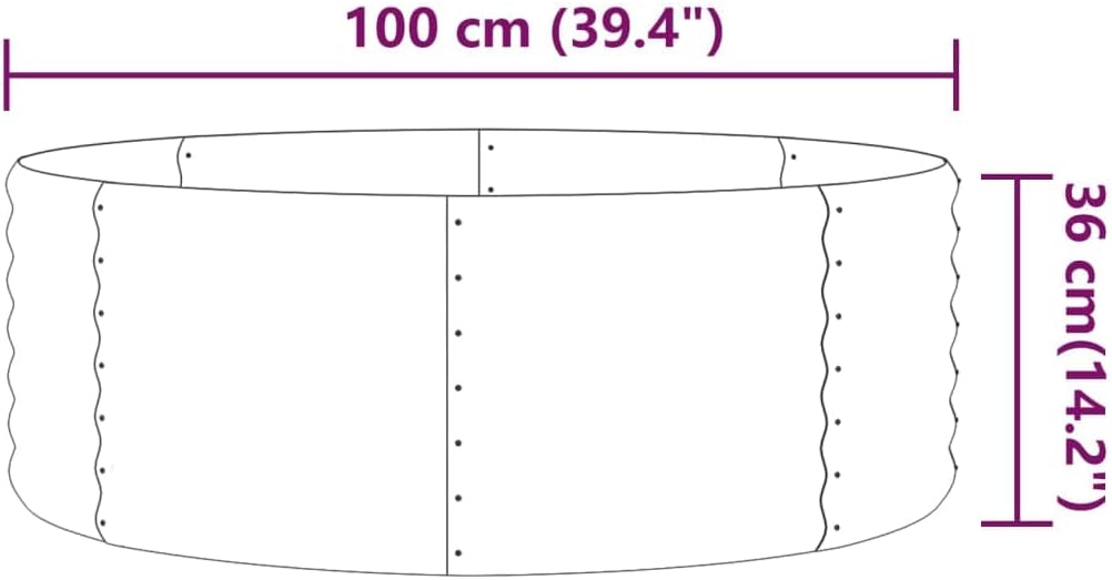 Patio Raised Bed Powder-coated Steel,Vegetable Planters,Herb Planting Box,Plants Planters,Balcony Planters,Outdoor Planter,Oval Shape Planter,for Patios,Balconies,39.4"x39.4"x14.2" Gray