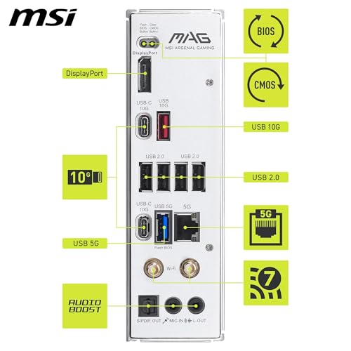 Image of MSI MAG B850 Gaming Plus MAX WiFi Motherboard, ATX - Supports AMD Ryzen 9000 /8000 / 7000 Processors, AM5, DDR5 Memory Boost (up to 8200+ MT /s OC), PCIe 5.0 x16, M.2 Gen5, Wi-Fi 7, 5G LAN