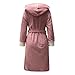 Prime Big Deal Days Womens Hooded Bathrobe Fashion Luxurious Thick Flannel Fleece Sherpa Shaggy Bathrobe Spa Robe with Pockets Pink