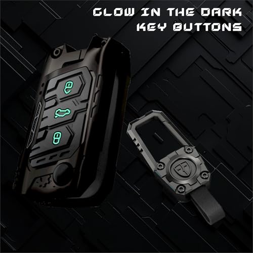 Image of STYLEOBJECT Waterproof Premium Luxury New Transformer Series Soft Silicon Car Key CoverShell with Keychain & Full Protection 3 Button Metal Smart Car Key Cover for Skoda (Kushaq, Slavia, kylaq)