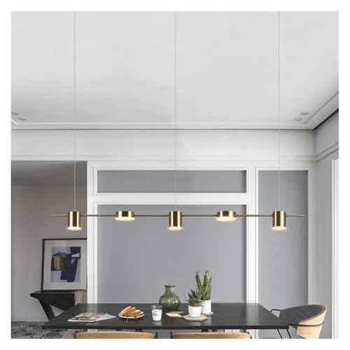 Lampe suspendue pour table de salle à manger créative et dorée 5 têtes
