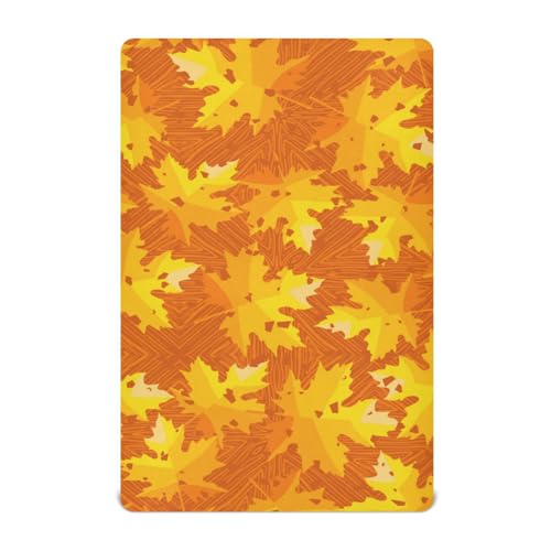 Moudou Autumn Maple Leaf Playard Sheet for Boy Girls, Soft Breathable Fitted Toddler Sheet for Standard Playard Bed Mattress, 39 x 27 x 5 Inch