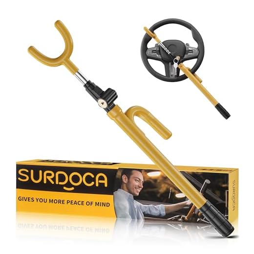 SURDOCA Upgraded Car Steering Wheel Lock Anti-Theft Device, Steering Wheel Locks for Car SUV, Easy Installation, Rubber Protection, Extendable Universal Security Device