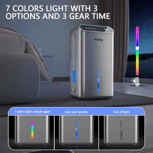Image of Dehumidifier for Home (98 OZ, 1000 sq ft), Small Quiet Dehumidifiers with Drain Hose, Auto Shut-Off, Sleep Mode, 3 Timer Modes, for Bedroom, Bathroom, Basement (CT6-Grey)