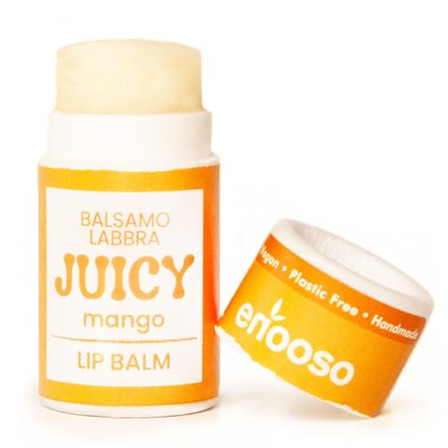 Enooso - Balsamo Labbra Idratante a lunga durata MANGO - Lipbalm con Vitamina E per pelli Secche e Screpolate - Lip balm Naturale Riparatore - 100% Vegan e Plastic Free - 10ml