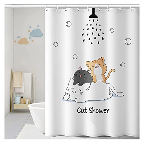 Rideau de douche imperméable à séchage rapide motif chat - 2