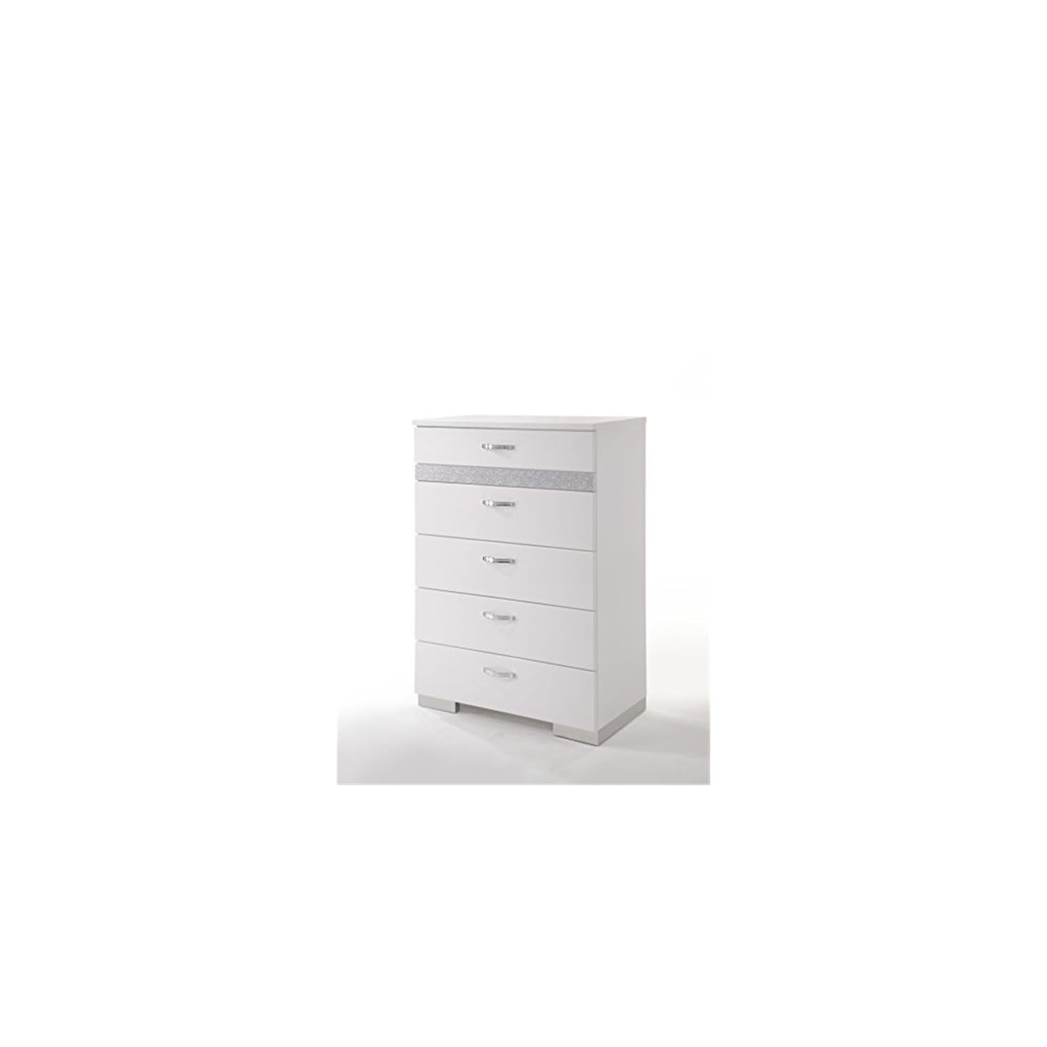 Maykoosh Timeless Tradition High Gloss White Chest, 6 Drawers Hidden Jewelry Drawer, 35