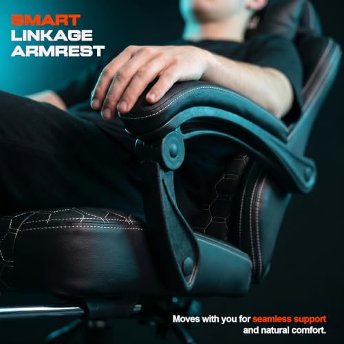 Image of DROGO Pulse Ergonomic Gaming Chair | High Back Office Computer Chair with Premium PU Leather, Adjustable Height & Linkage Armrest | Lumbar Support, 165 Recliner & Footrest | 1 Yr Warranty (Black)
