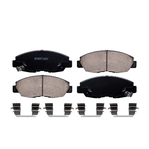 Image of Detroit Axle - Brake Pads for 2002-2003 2006-2011 Honda Civic 1998-2002 Accord 2001-2005 Acura EL, Front and Rear Brake Pads w /Hardware Replacement