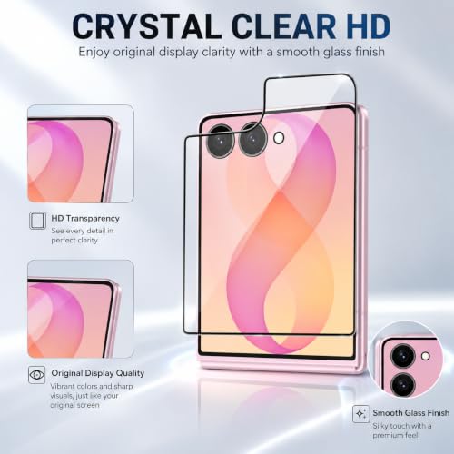 Image of FIRST MART Tempered Glass Screen Protector for Samsung Galaxy Z Flip 8 5G - Full-Glue Screen Guard, 3D Edge to Edge, HD Clear, Bubble-Free, Case-Friendly, Black, Pack of 2