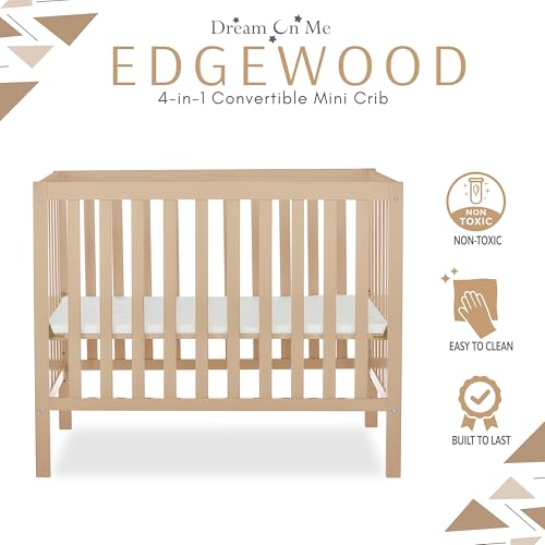 Image of Dream On Me Edgewood 4-in-1 Convertible Mini Crib in Ivory Cream
