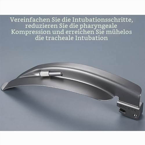 Airway Intubation Set Edelstahl mit 3 gebogenen Klingen, 2 LED Ersatzbirnen und Griff für medizinisches Fachpersonal, Ärzte, Krankenschwestern