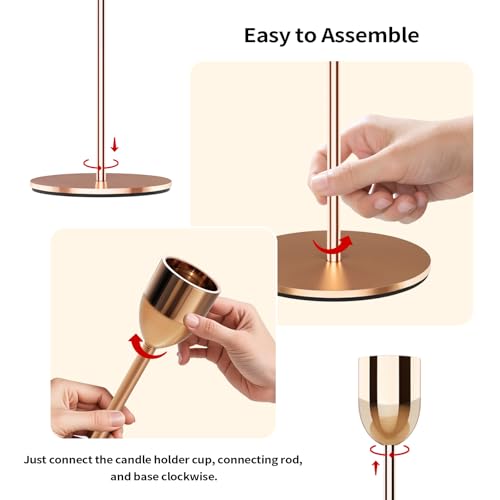 ChefBee Gold Tall Candle Candlestick Holder, 3PCS Taper Pillar Candle Sticks Stand Holders Decor, Centerpiece Dining Table Wedding Festive Fireplace Mantle Vintage Room Decorations, Housewarming Gift - Image 7