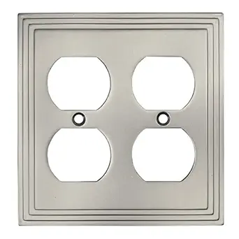 Cosmas 25012-SN Satin Nickel Double Duplex Electrical Outlet Wall Plate