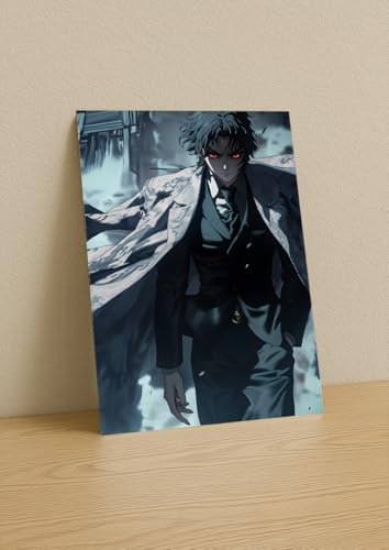 Image of NIJUKA Anime Printed A4 Size Metal sheet Poster For Home And Room Decoration | For Anime Art Fans Boys And Girls (Demon King Muzan Kibutsuji)