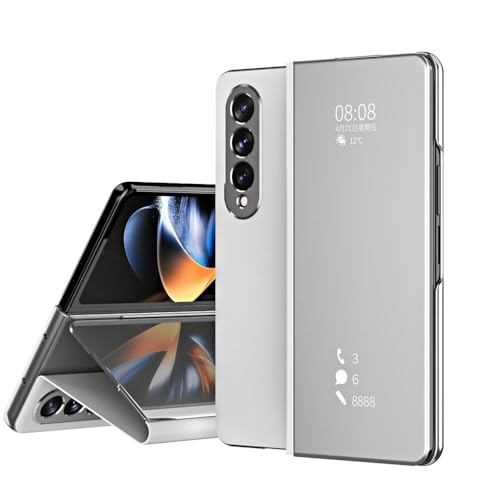 Étui protection intégrale cuir PU et miroir pour Galaxy Z Fold 4 5G style premium
