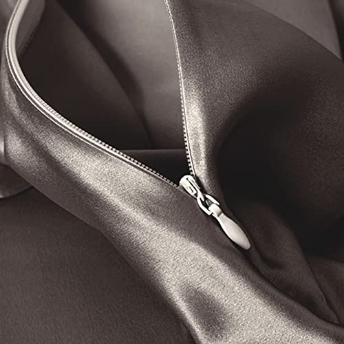 Thxsilk 7A+ Silk Sheets Set 3Pcs, 100% Real Mulberry Silk Bed Sheets Set With 1 Silk Fitted Sheet, 1 Flat Sheet And 1 Pillowcase (Charcoal, Twin) #TOP3
