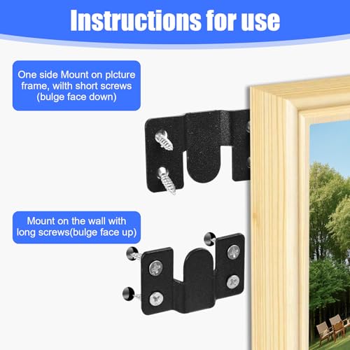 Image of Sibba Flush Mount Bracket 4 Pairs Hanging Buckle Clips Headboard Wall Mounting Brackets Stainless Steel Heavy Duty Photo Frame Hook Hanger Buckle Furniture Connector