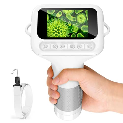 Ashfly Microscopio para Niños con Pantalla IPS de 2.0'', Microscopio Digital 200x, 8 Luces LED Ajustables y MicroscopioPortátil Recargable Que Puede Tomar Fotos y Grabar Videos, Blanco
