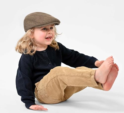Kids Wool Flat Newsboy Cap - Vintage Tweed Pageboy Ivy Cap Cabbie Hat for Boys Girls Toddler (for 4-9 Years)4