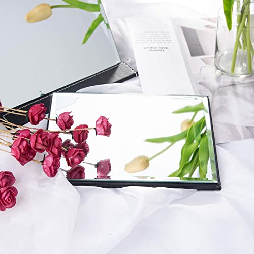 Image of Portable Folding HD Makeup Mirror, Frameless Slim PU Leather Desktop Mirror with Adjustable Stand for Personal Use, Travel, Desktop (Set of 1, Black)