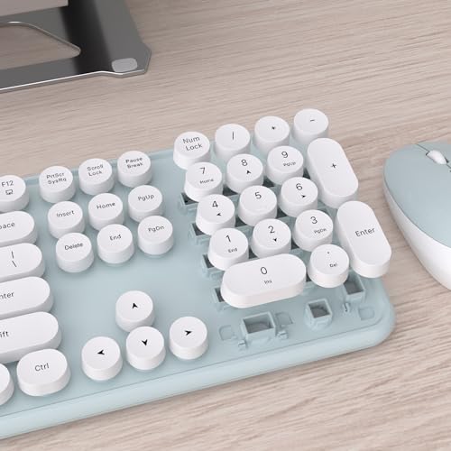 Image of UBOTIE Colorful Wireless Keyboard and Mouse Combo (Green-White)