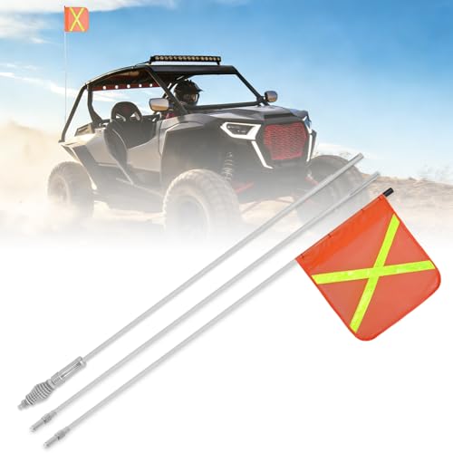 Nilight Safety Flag with Quick-Connect Spring Base & Carry Bag, Adjustable Height 3.4FT, 6.6FT, 10FT, 11.8'x11.8' Heavy Duty PVC Reflective Flag for ATV UTV Offroad Jeep Truck Dune Buggy Boat 4x4s SxS