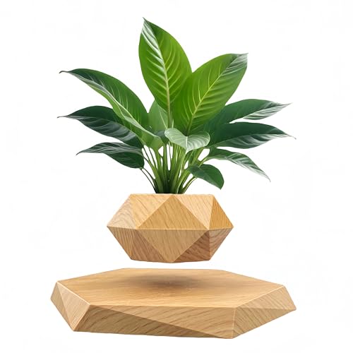 Levitating Plant Pot Floating Plant Pot Small Floating Flower Pot 360 Rotating Floating Pots for Plants Floating Planter for Levitating Decor Levitating Display Home Office Desk Decor (Yellow)