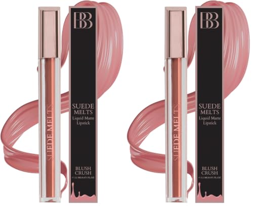 Image of Bergamot Beaute Matte Liquid Lipstick Suede Melts Non Transfer, Waterproof, Kiss Proof Long Lasting Upto 8 + Hours For Women 2.1ml (Blush Crush) (Pack of 2)
