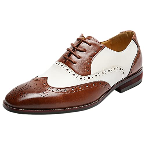 Anufer män vackra Richelieus bröllopsskor Oxford läder mikrofiber sömnad färger formella klädda skor, kastanj, 43 EU