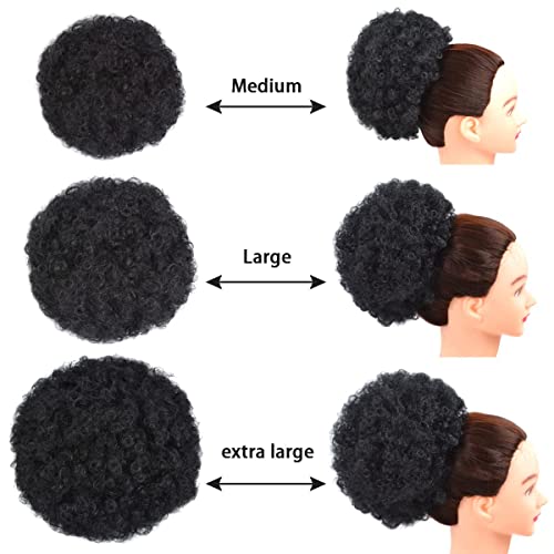 Afro Puff Drawstring Ponytail with Two Clips for Black Women Synthetic Curly Ponytail Bun Extension Hairpieces Updo Hair Extensions (Large - Image 4