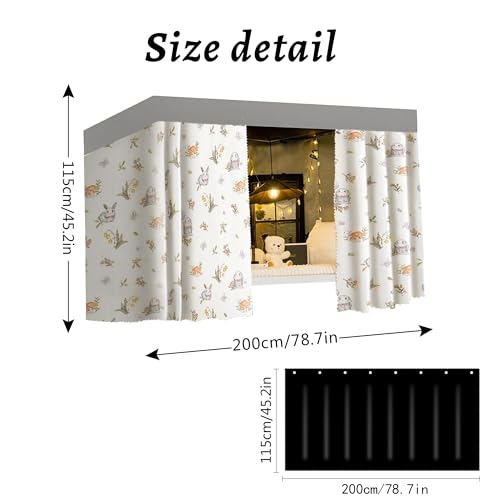 Image of Cute Bottom Bunk Bed Curtain Student Dormitory Blackout Cloth Mosquito Nets Bedding Tent Bed Canopy Single Sleeper, Rabbit